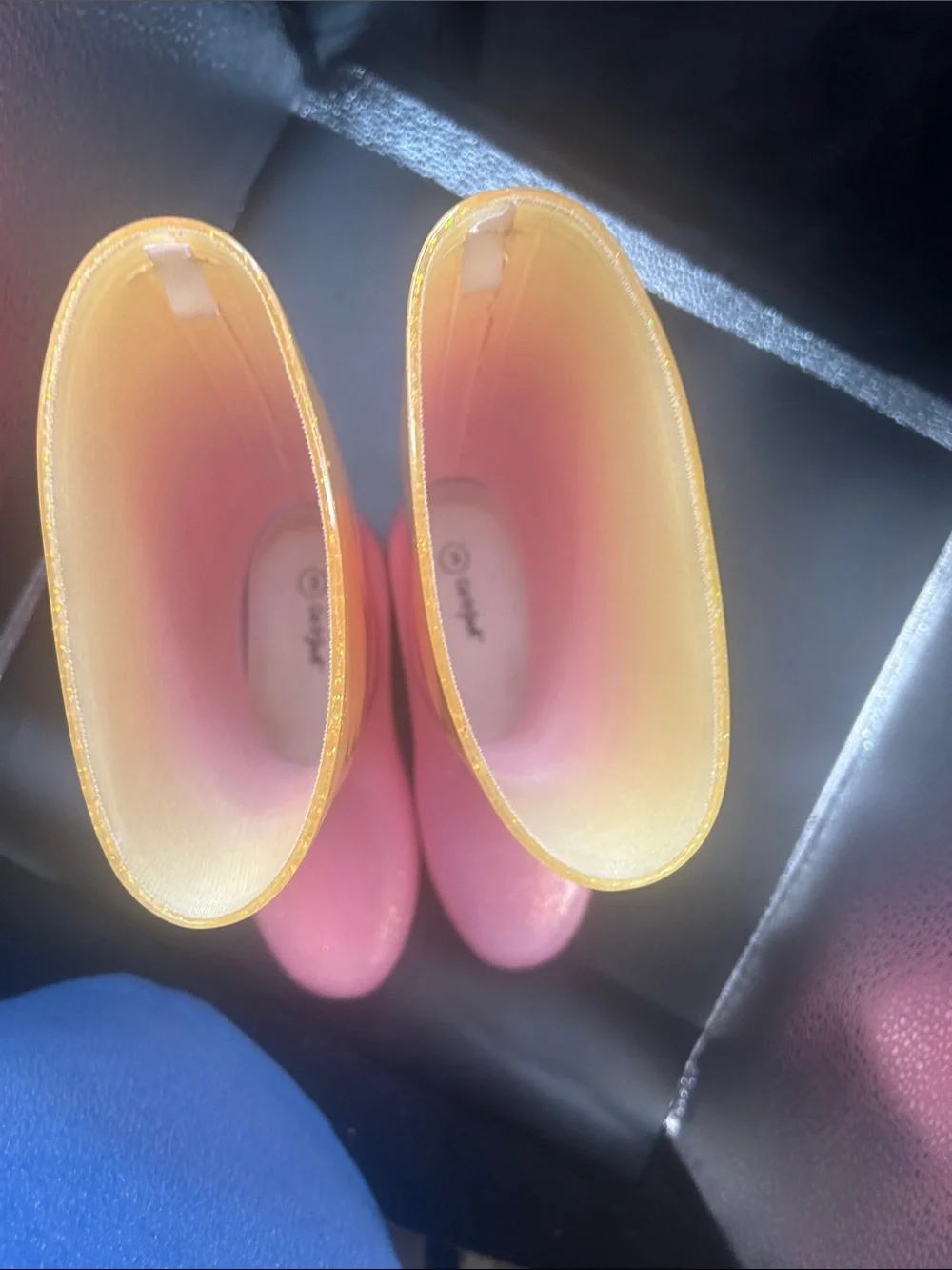 Pink to Yellow Ombre Glitter Rain Boots